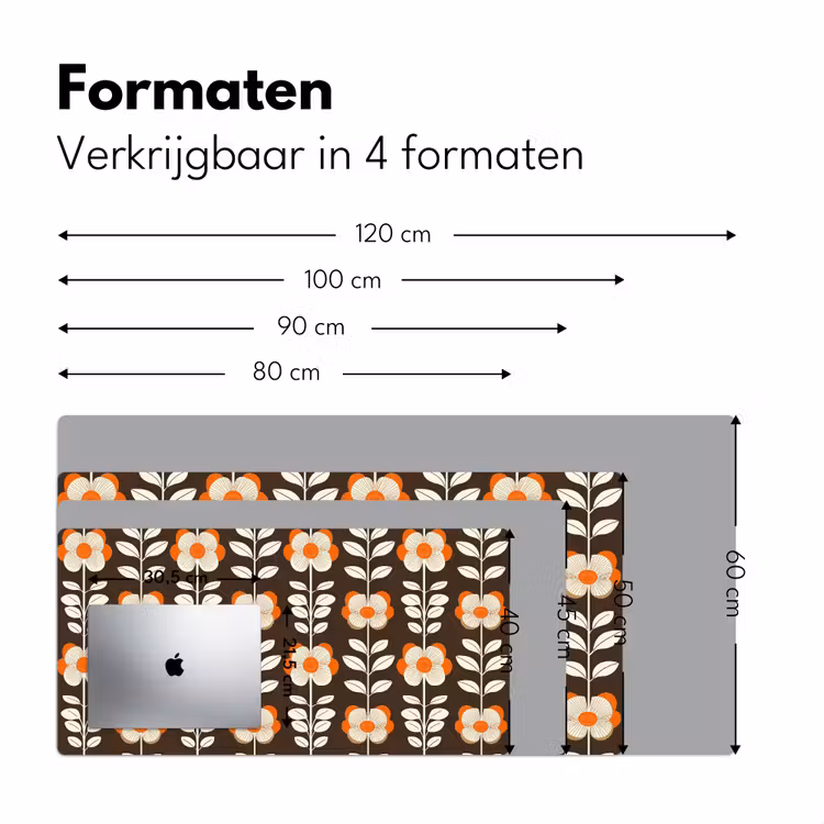 Bloemen - Retro - Bruin Muismat XXL klein 681 -sfeer5