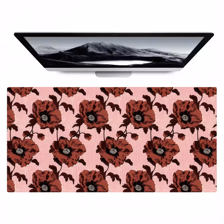 Bloemen - Retro - Rood Muismat XXL klein 681 -zzz3d