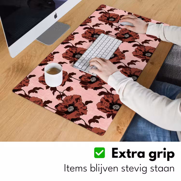 Bloemen - Retro - Rood Muismat XXL klein 681 -sfeer3
