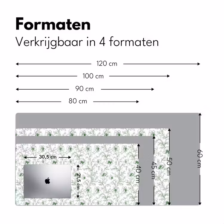 Bloemen - Getekend - Groen Muismat XXL klein 681 -sfeer5
