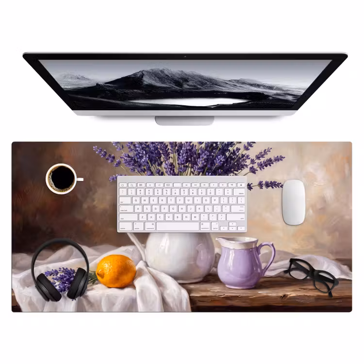 Desk Mat - Flowers - Still Life - Purple - Bloemen - Stilleven - Paars Muismat XXL klein