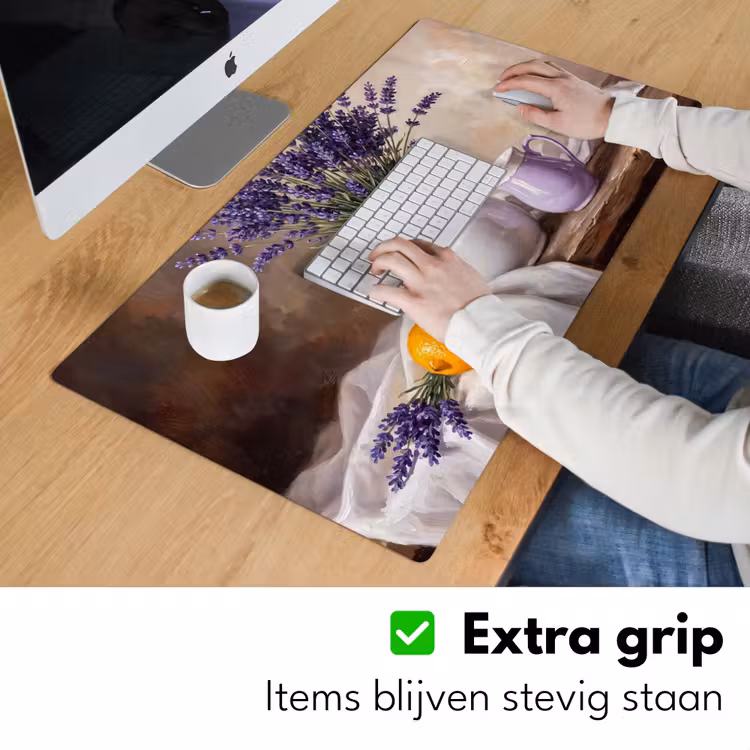 Desk Mat - Flowers - Still Life - Purple - Bloemen - Stilleven - Paars Muismat XXL klein