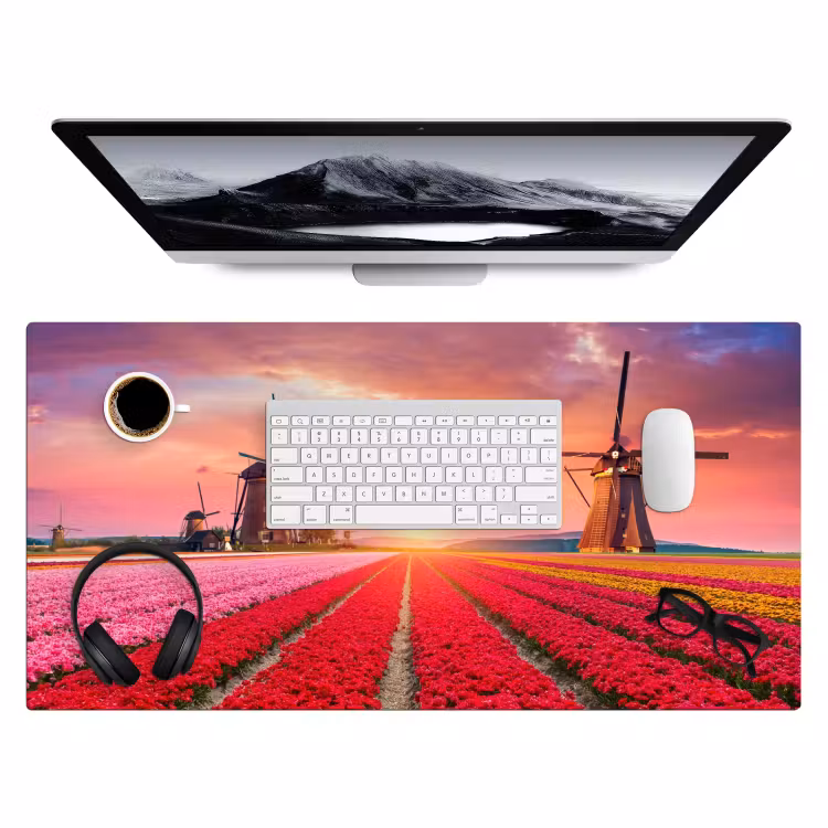 bloemen-tulpen-bloemenveld-molens-holland Muismat XXL klein -3d