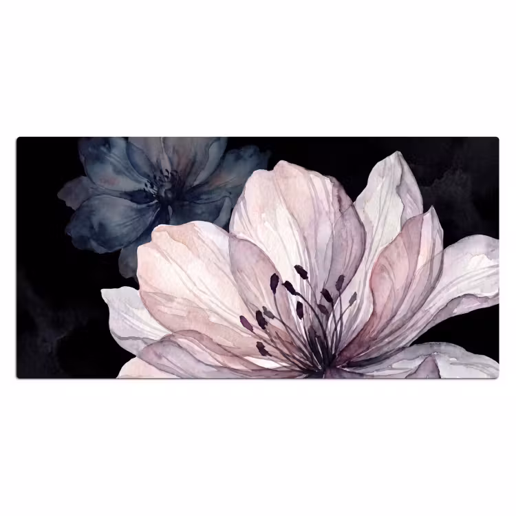 Bloemen - Aquarel - Modern - Roze - Donker Muismat XXL klein -3d_leeg