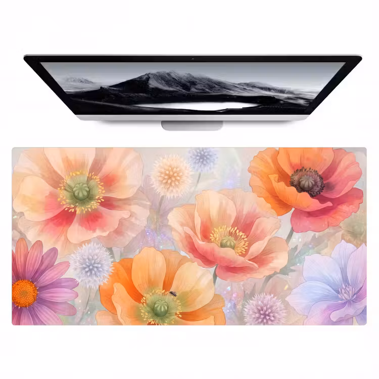 Bloemen - Aquarel - Natuur - Modern - Kleurrijk Muismat XXL klein -zzz3d