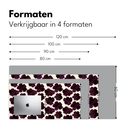 Bloemen - Aquarel - Paars Muismat XXL klein 681 -sfeer5