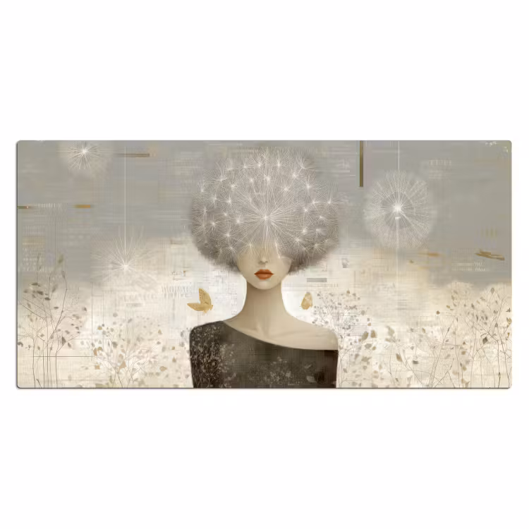 Pluis - Vrouw - Beige Muismat XXL klein -3d_leeg