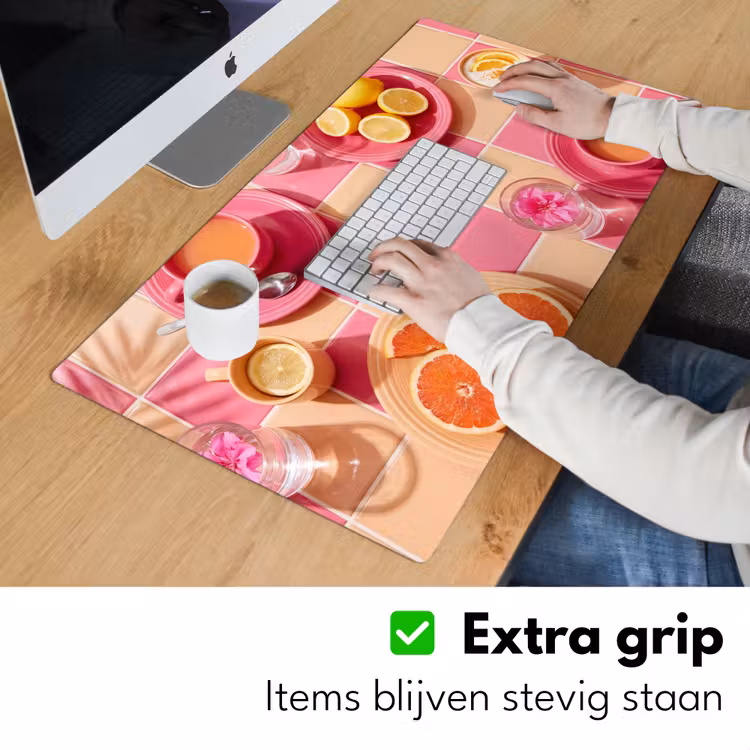 Eten - Citrusvruchten - Stillevens - Roze - Oranje Muismat XXL klein -sfeer3