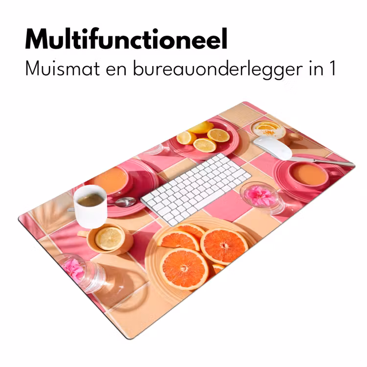 Eten - Citrusvruchten - Stillevens - Roze - Oranje Muismat XXL klein -sfeer4