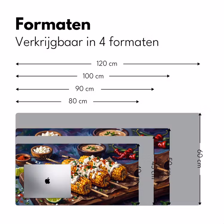 Eten - Maïs - Saus - Geschilderd - Geel Muismat XXL klein -sfeer5