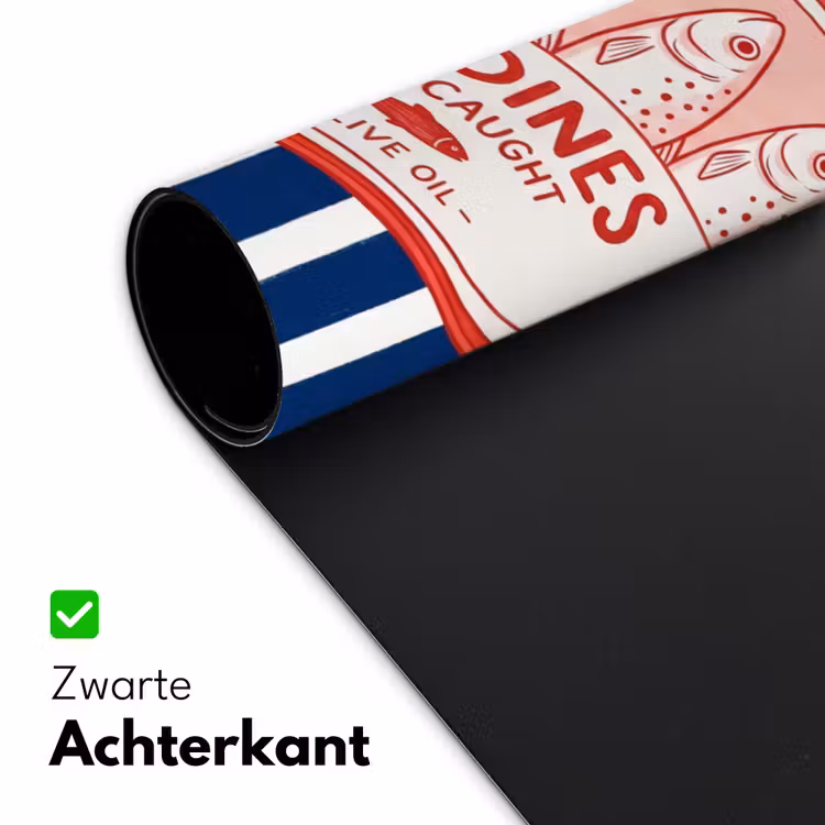 Eten - Vis - Blik - Illustratie - Rood Muismat XXL klein -sfeer2