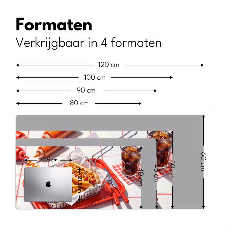 Eten - Hotdog - Fastfood - Modern - Rood Muismat XXL klein -sfeer5