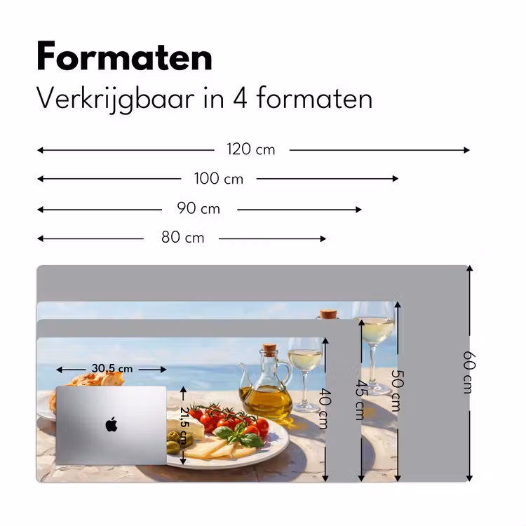 Eten - Middellandse Zee - Natuur - Geschilderd Muismat XXL klein -sfeer5