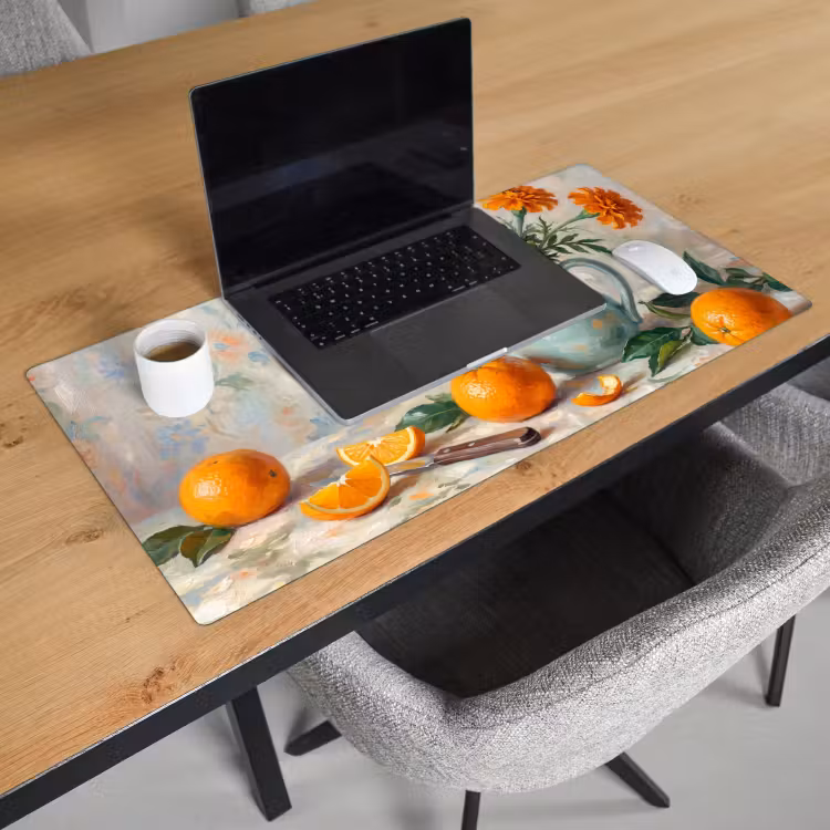 Desk Mat - Food - Orange - Art - Eten - Oranje - Kunst Muismat XXL klein