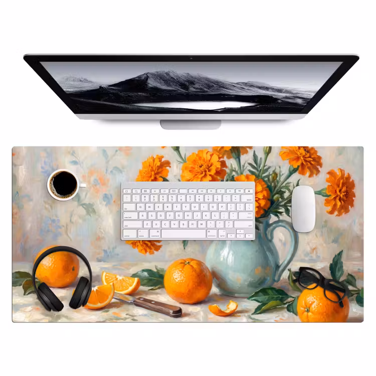 Desk Mat - Food - Orange - Art - Eten - Oranje - Kunst Muismat XXL klein