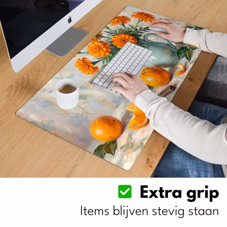 Desk Mat - Food - Orange - Art - Eten - Oranje - Kunst Muismat XXL klein