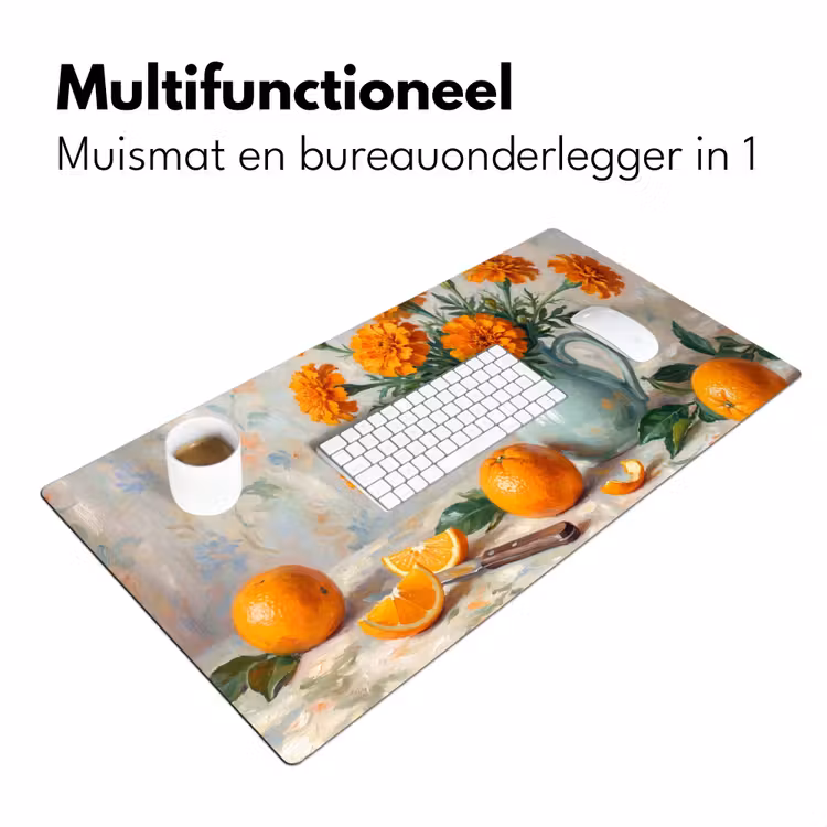 Desk Mat - Food - Orange - Art - Eten - Oranje - Kunst Muismat XXL klein