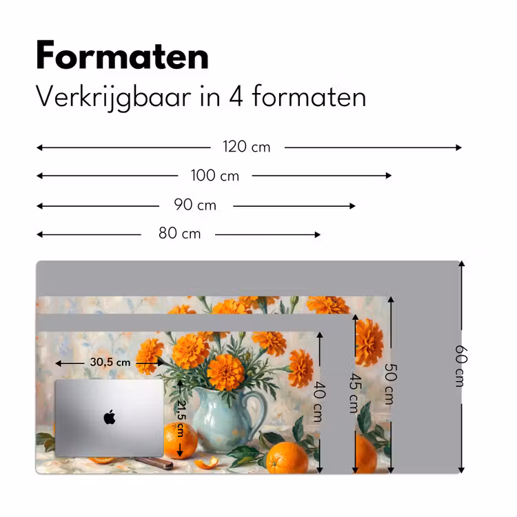 Desk Mat - Food - Orange - Art - Eten - Oranje - Kunst Muismat XXL klein