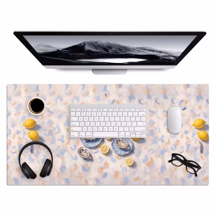 Eten - Oesters - Citroenen - Modern - Geel Muismat XXL klein -3d