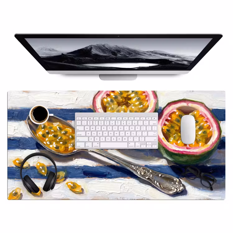 Eten - Passievrucht - Tropisch - Modern - Kleurrijk Muismat XXL klein -3d