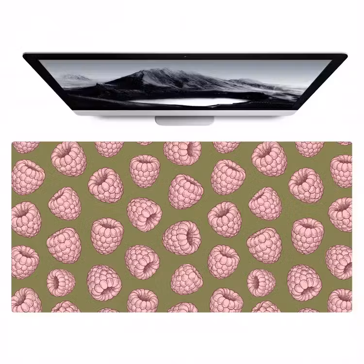 Eten - Patroon - Illustratie - Roze - Groen Muismat XXL klein -zzz3d