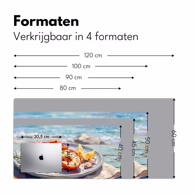 Eten - Zee - Kust - Modern - Blauw Muismat XXL klein -sfeer5