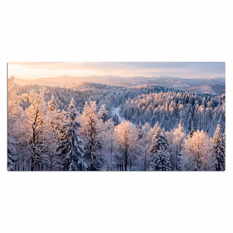 Bos - Bergen - Goud - Winter - Warm Muismat XXL klein -3d_leeg