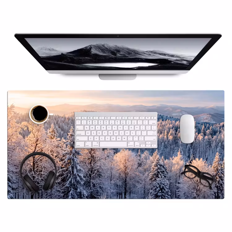 Bos - Bergen - Goud - Winter - Warm Muismat XXL klein -3d