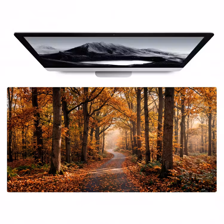 Bospad - Herfstbos - Bladeren - Oranje - Nostalgisch Muismat XXL klein -zzz3d