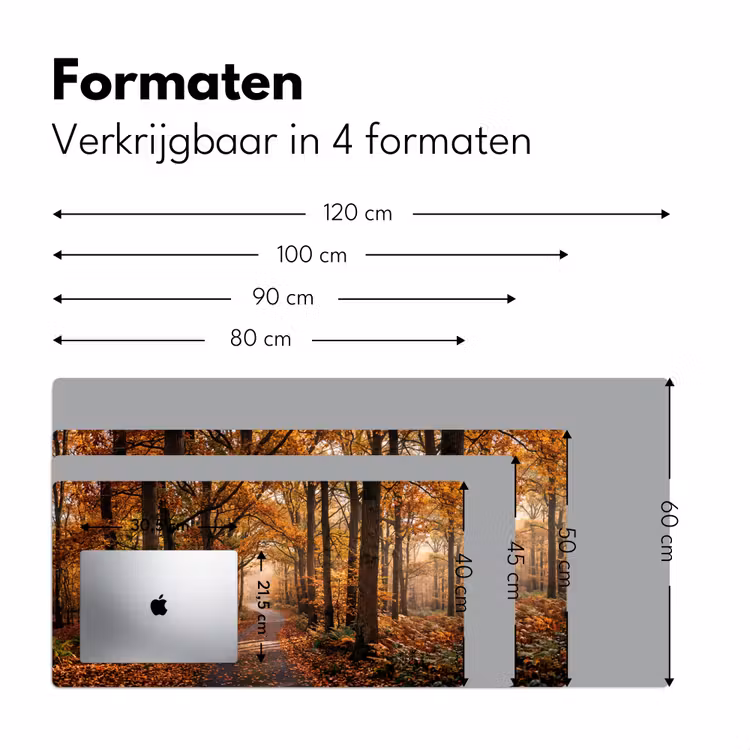 Bospad - Herfstbos - Bladeren - Oranje - Nostalgisch Muismat XXL klein -sfeer5