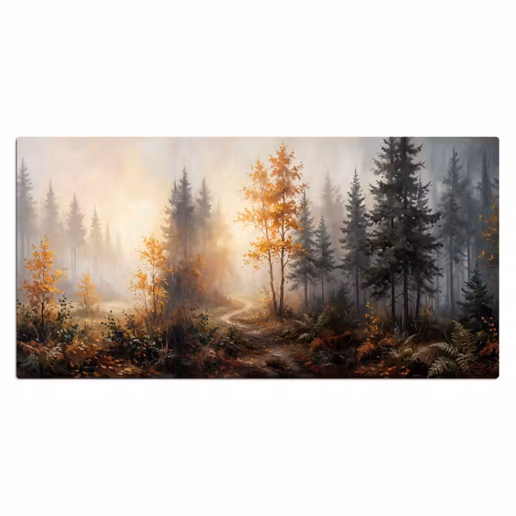 Bospad - Herfstbladeren - Natuur - Schilderachtig - Oranje Muismat XXL klein -3d_leeg