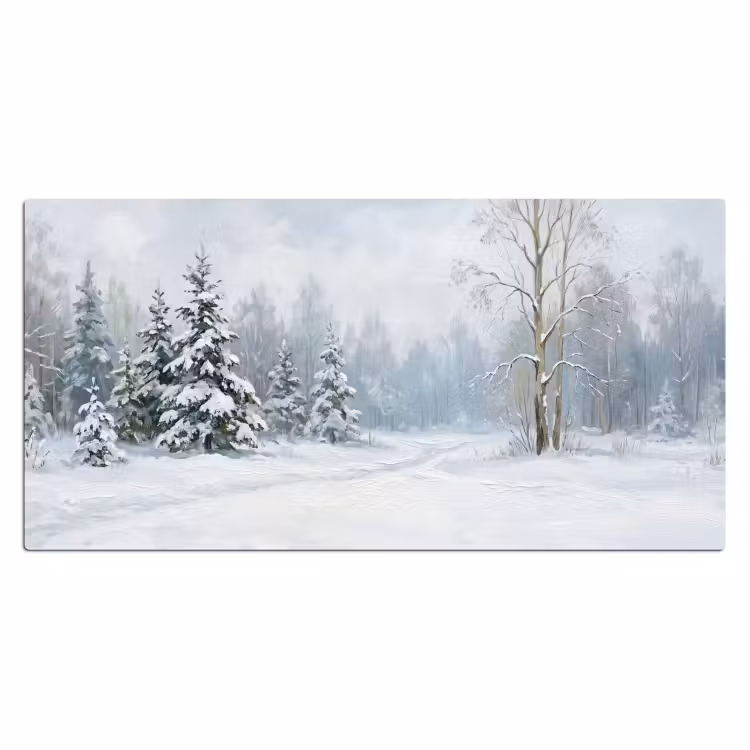 Bospad - Dennen - Sneeuw - Winter - Rustgevend Muismat XXL klein -3d_leeg