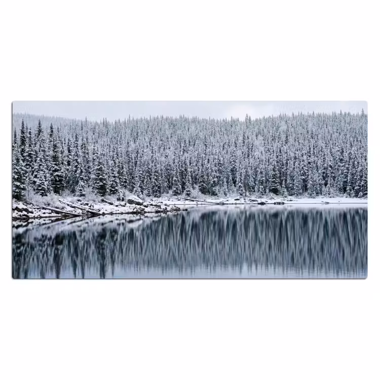 Bos - Reflectie - Meer - Winter - Serene Muismat XXL klein -3d_leeg