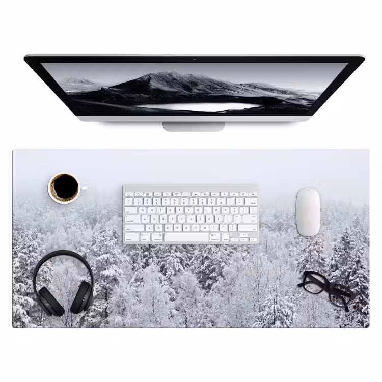 Bos - Sneeuw - Winter - Natuur - Wit Muismat XXL klein -3d