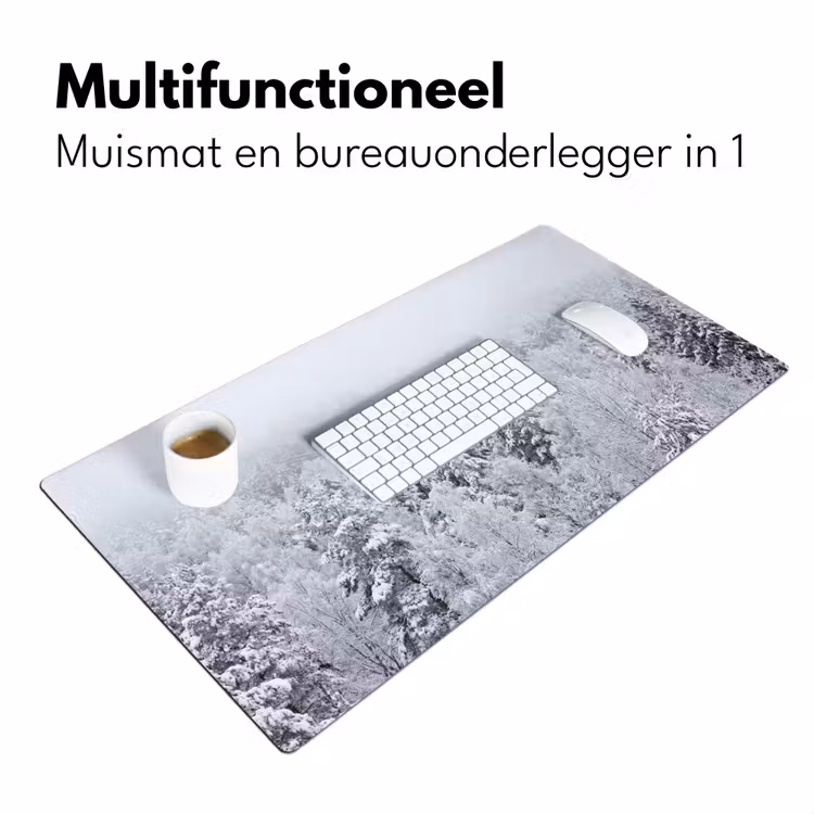 Bos - Sneeuw - Winter - Natuur - Wit Muismat XXL klein -sfeer4
