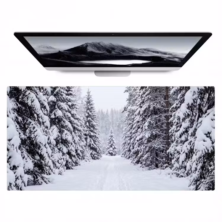 Bos - Winter - Sneeuw - Pad - Natuur Muismat XXL klein -zzz3d
