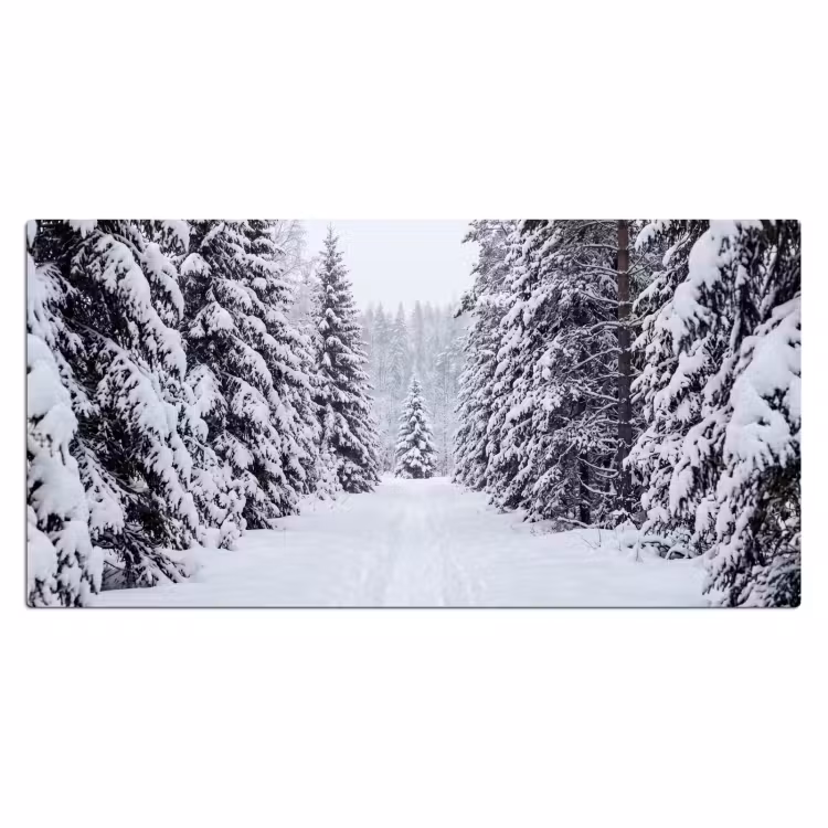 Bos - Winter - Sneeuw - Pad - Natuur Muismat XXL klein -3d_leeg