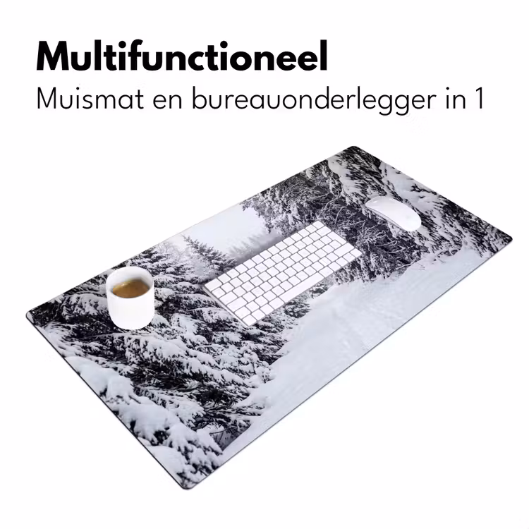 Bos - Winter - Sneeuw - Pad - Natuur Muismat XXL klein -sfeer4