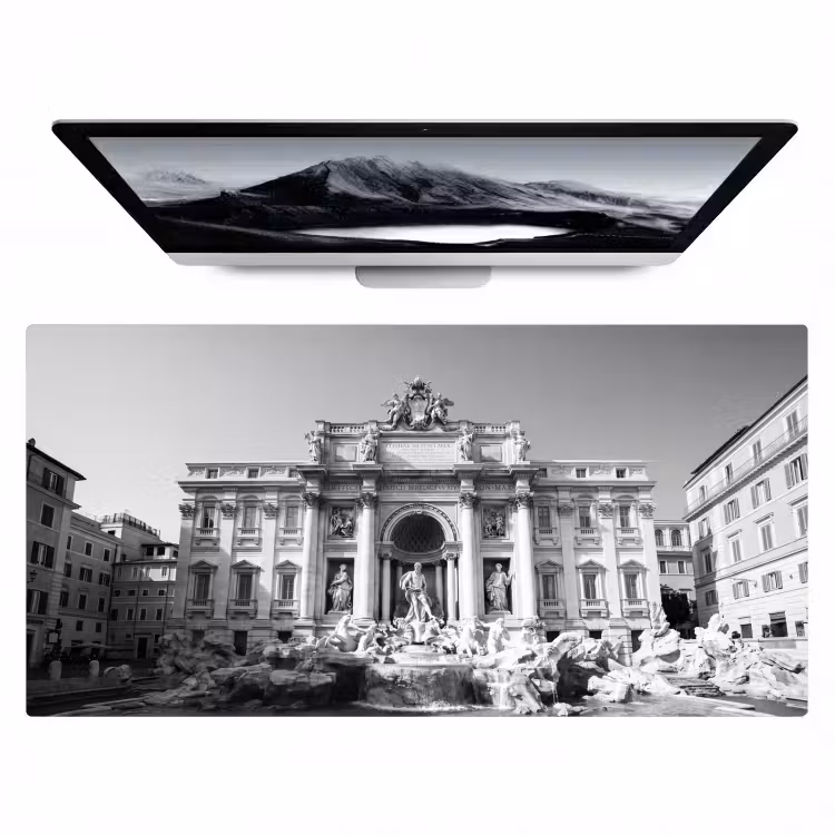 Fontein - Beelden - Architectuur - Zwart-wit Muismat XXL klein -zzz3d