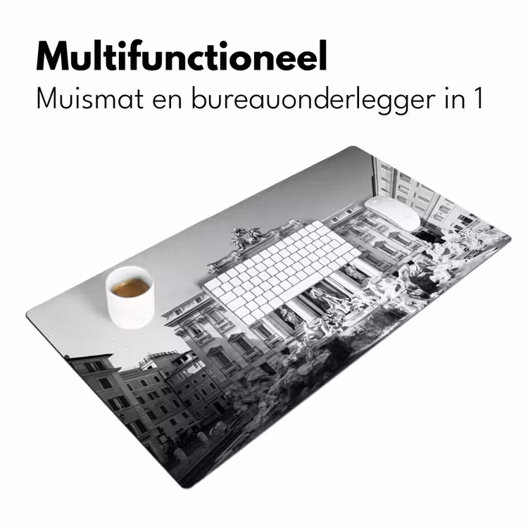 Fontein - Beelden - Architectuur - Zwart-wit Muismat XXL klein -sfeer4