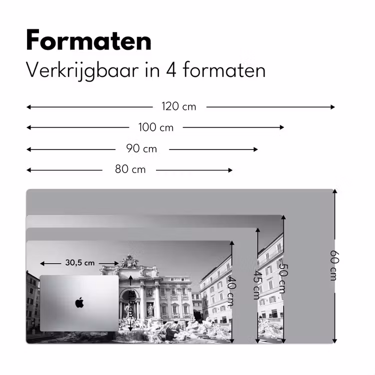Fontein - Beelden - Architectuur - Zwart-wit Muismat XXL klein -sfeer5