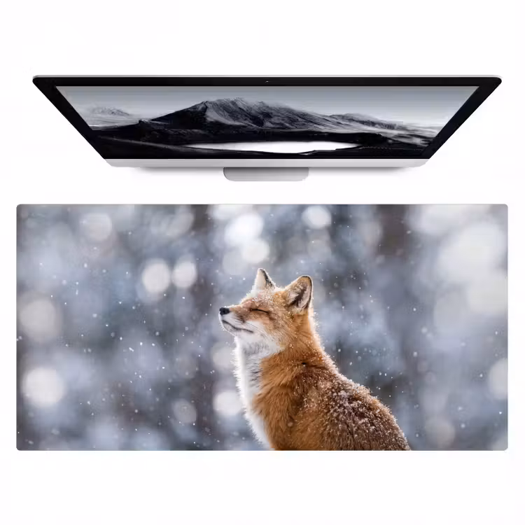 Vos - Sneeuwval - Portret - Winter - Sfeervol Muismat XXL klein -zzz3d