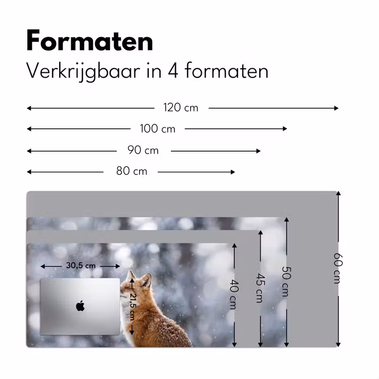 Vos - Sneeuwval - Portret - Winter - Sfeervol Muismat XXL klein -sfeer5