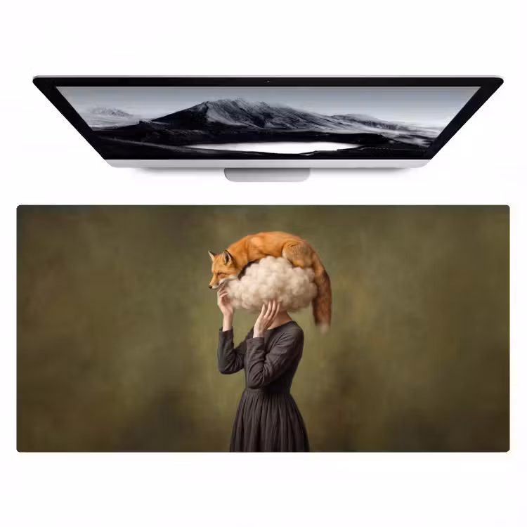 Vos - Surrealistisch - Groen Muismat XXL klein -zzz3d