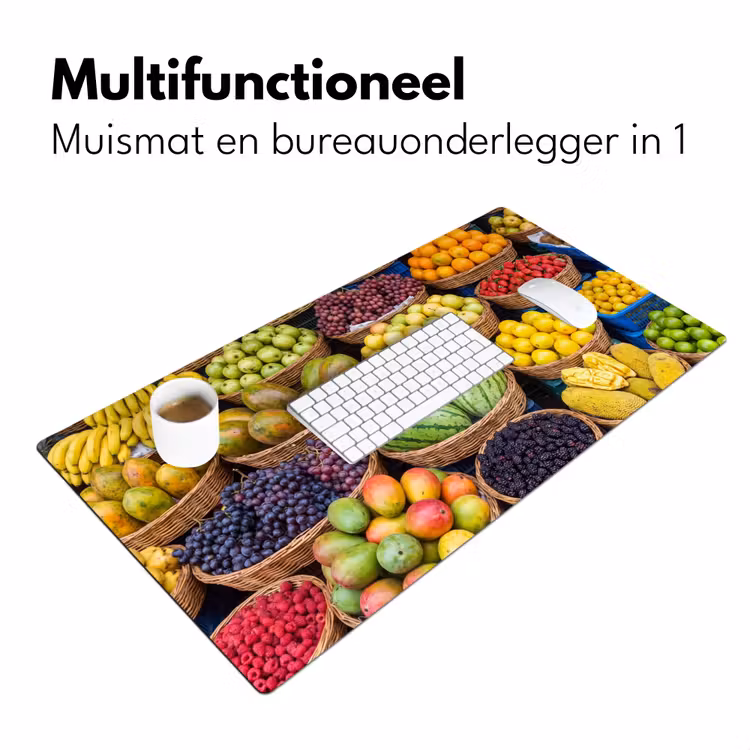 Desk Mat - Fruit - Market - Colorful - Fruit - Markt - Kleurrijk Muismat XXL klein