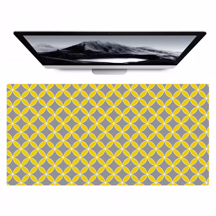 Geometrisch - Cirkels - Modern - Grijs - Geel Muismat XXL klein 681 -zzz3d