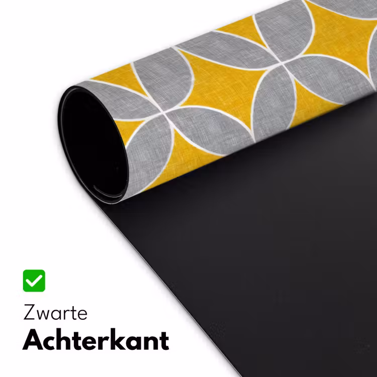 Geometrisch - Cirkels - Textuur - Grijs - Geel Muismat XXL klein 681 -sfeer2