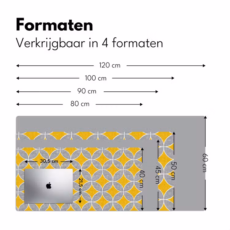 Geometrisch - Cirkels - Textuur - Grijs - Geel Muismat XXL klein 681 -sfeer5