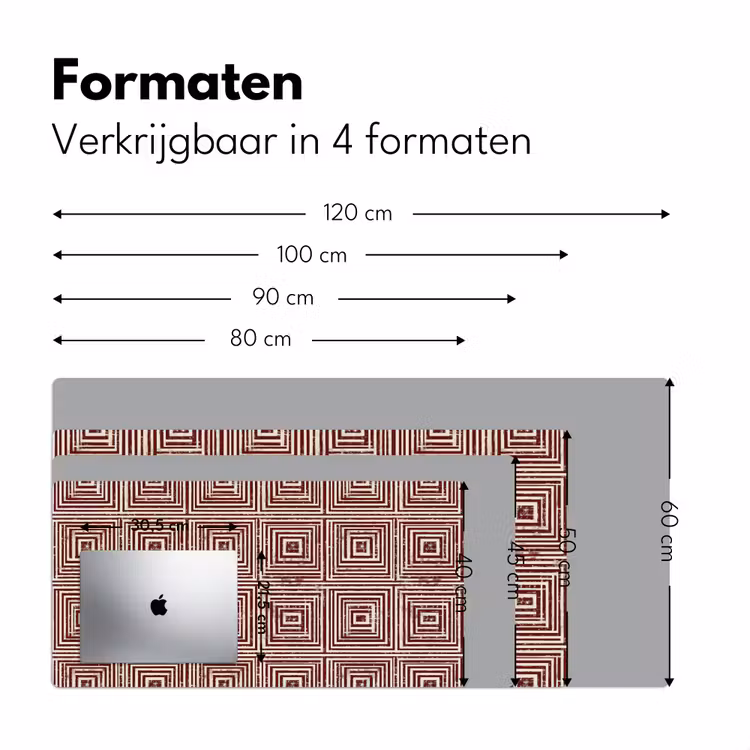 Geometrisch - Patroon - Rood Muismat XXL klein 681 -sfeer5
