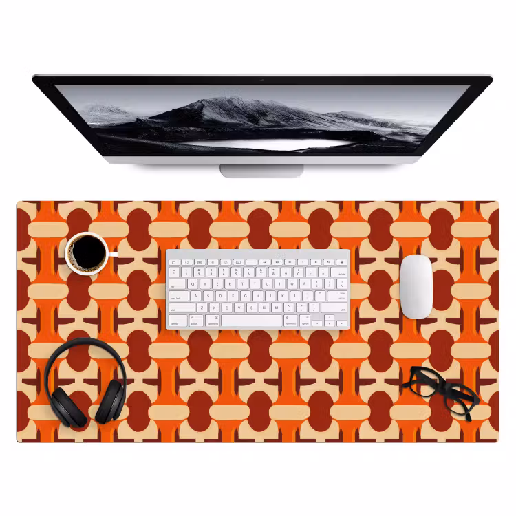 Geometrisch - Retro - Oranje Muismat XXL klein 681 -3d